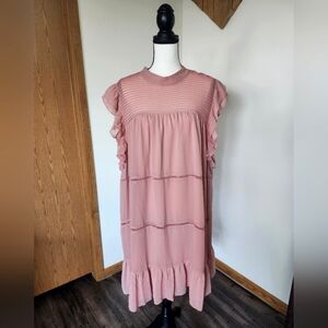 Who What Wear Mixed Textured Pink Dress